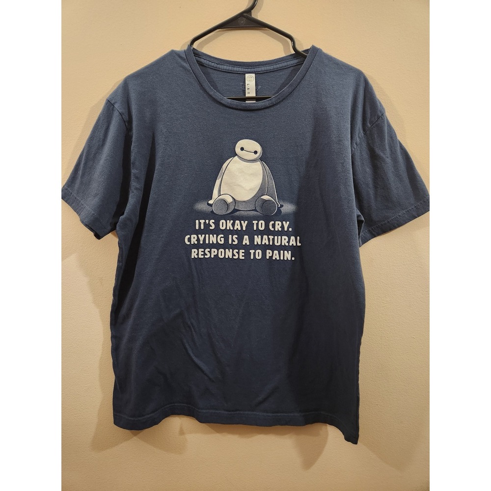 Disney Big Hero 6 Baymax Graphic Tee Navy‎ Blue It's Okay To Cry Shirt Large